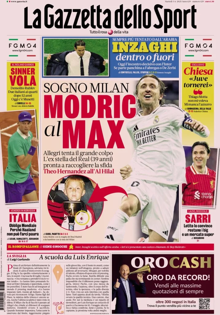la gazzetta dello sport 3 giugno
