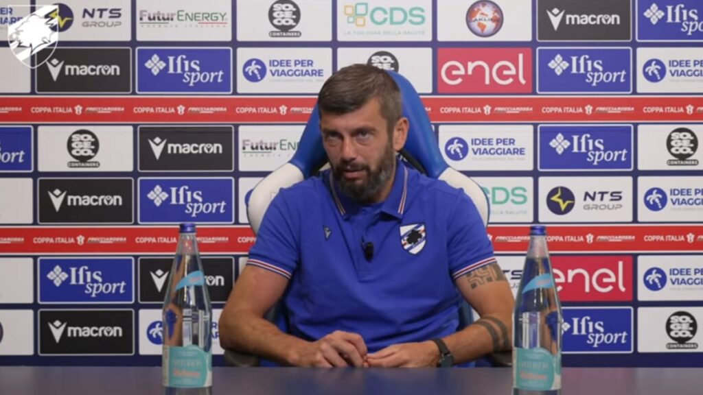 Conferenza stampa Donati: «Ciò che provo non conta, la protagonista qui è la Sampdoria. Spero che lo Spezia sia stato un punto d'inizio» 1 Conferenza stampa Donati e1755432202712