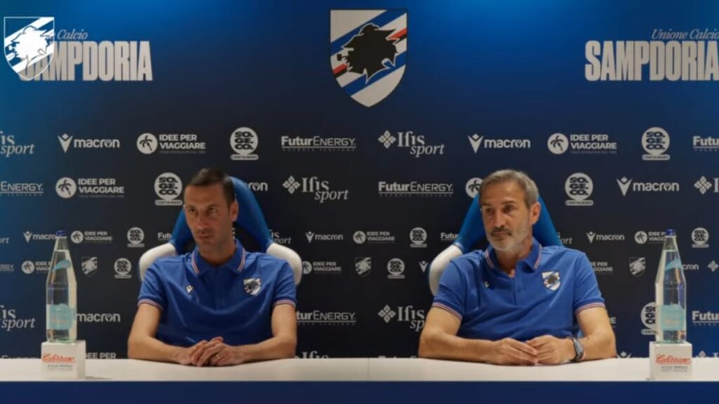 Sampdoria, la Procura indaga: Foti e Gregucci verso la squalifica? Ecco cosa filtra 1 Conferenza stama Gregucci Foti e1761064790357