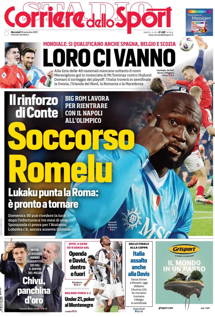 Rassegna stampa Sampdoria: prime pagine quotidiani sportivi - 19 novembre 2025 28 corriere dello sport 02120825u 1