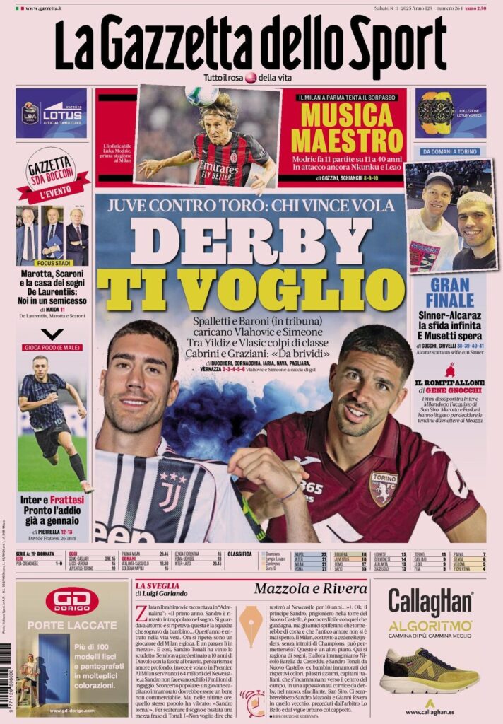 Rassegna stampa Sampdoria: prime pagine quotidiani sportivi - 8 novembre 2025 29 la gazzetta dello sport 020011nue