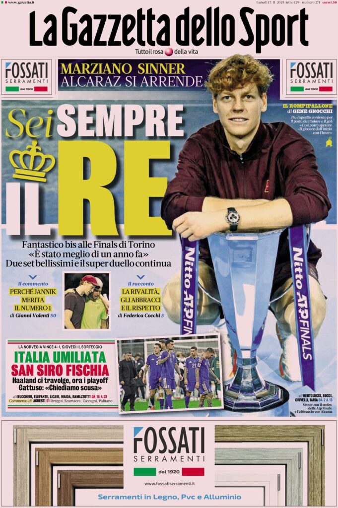Rassegna stampa Sampdoria: prime pagine quotidiani sportivi - 17 novembre 2025 29 la gazzetta dello sport 0618061yu