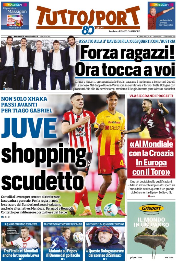 Rassegna stampa Sampdoria: prime pagine quotidiani sportivi - 19 novembre 2025 27 tuttosport 021204ple