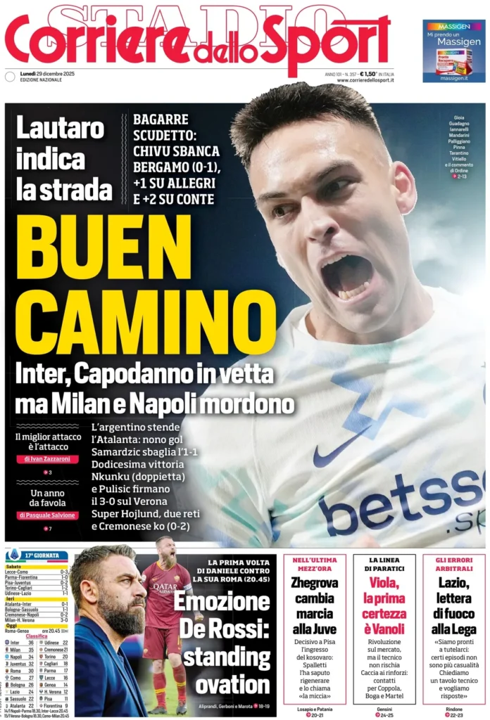 Rassegna stampa Sampdoria: prime pagine quotidiani sportivi - 29 dicembre 2025 27 corriere dello sport 020312boo9zgj
