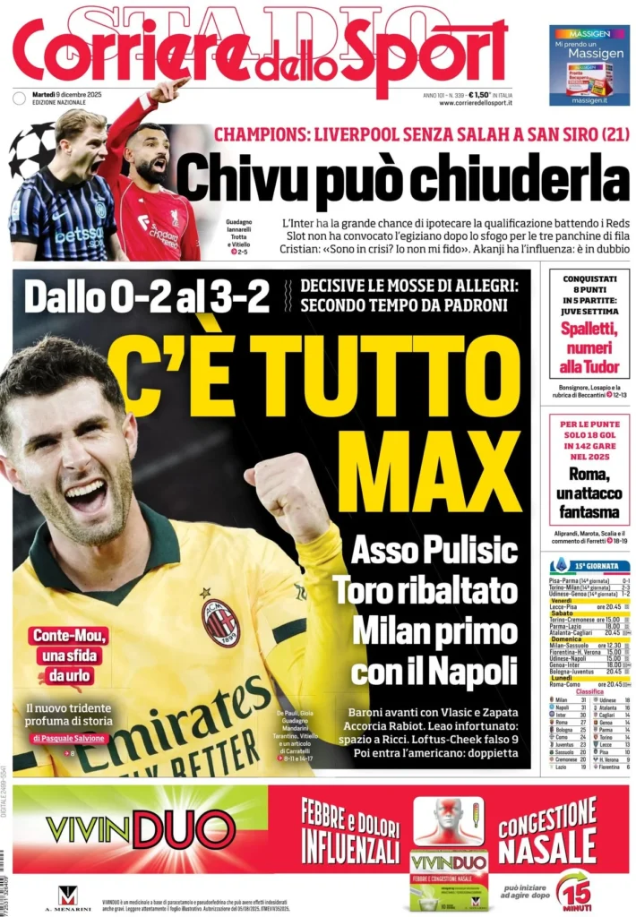 Rassegna stampa Sampdoria: prime pagine quotidiani sportivi - 9 dicembre 2025 28 corriere dello sport 060143qky