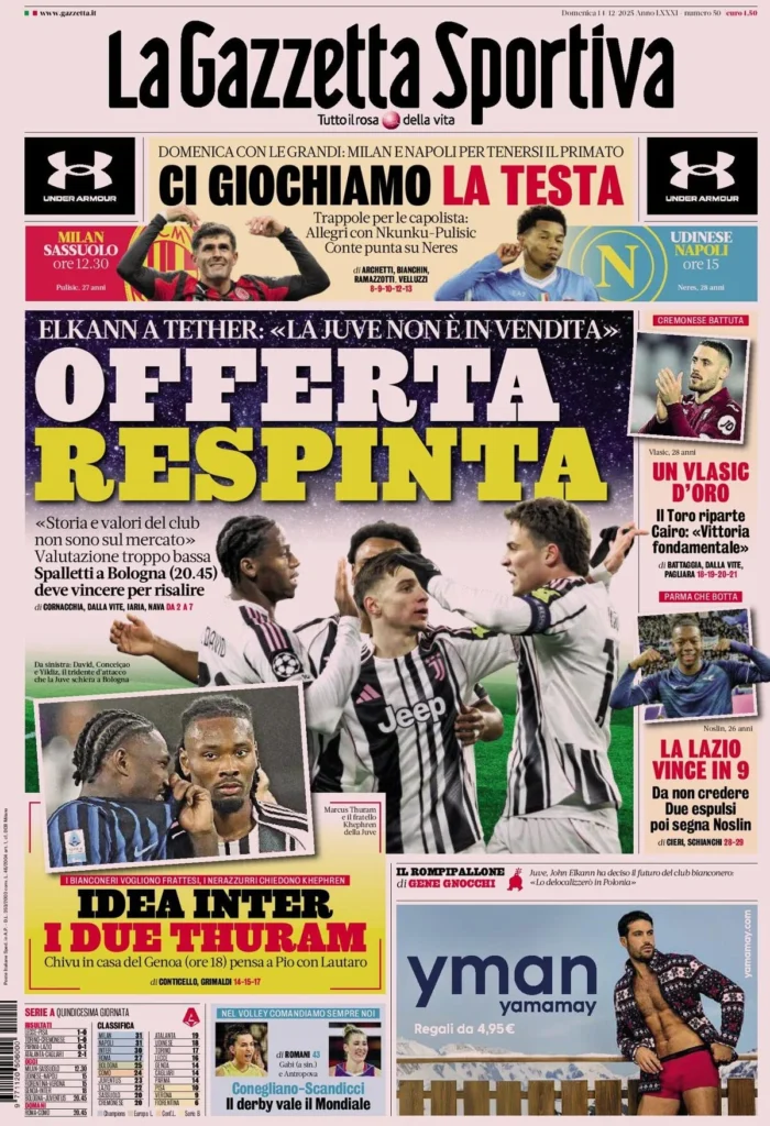 Rassegna stampa Sampdoria: prime pagine quotidiani sportivi - 14 dicembre 2025 29 la gazzetta dello sport 0318048o658u2