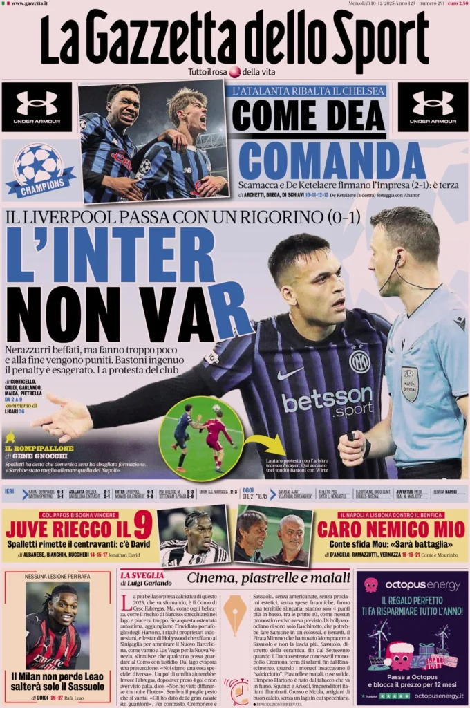 Le prime pagine dei principali quotidiani sportivi – 10 dicembre 27 la gazzetta dello sport 063931vim