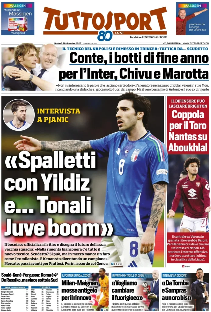 Rassegna stampa Sampdoria: prime pagine quotidiani sportivi - 30 dicembre 2025 26 tuttosport 0203036o12mmh