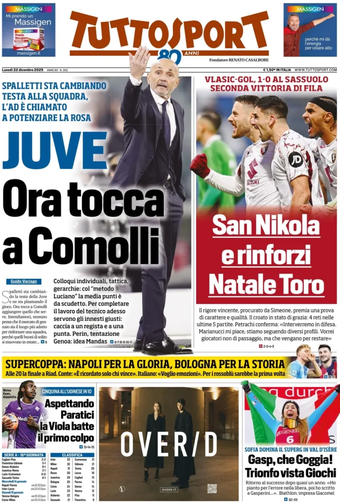 Rassegna stampa Sampdoria: prime pagine quotidiani sportivi - 22 dicembre 2025 27 tuttosport 020306k5e726j