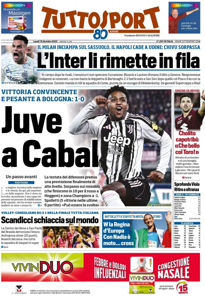 Rassegna stampa Sampdoria: prime pagine quotidiani sportivi - 15 dicembre 2025 27 tuttosport 020344iix2rn8 1