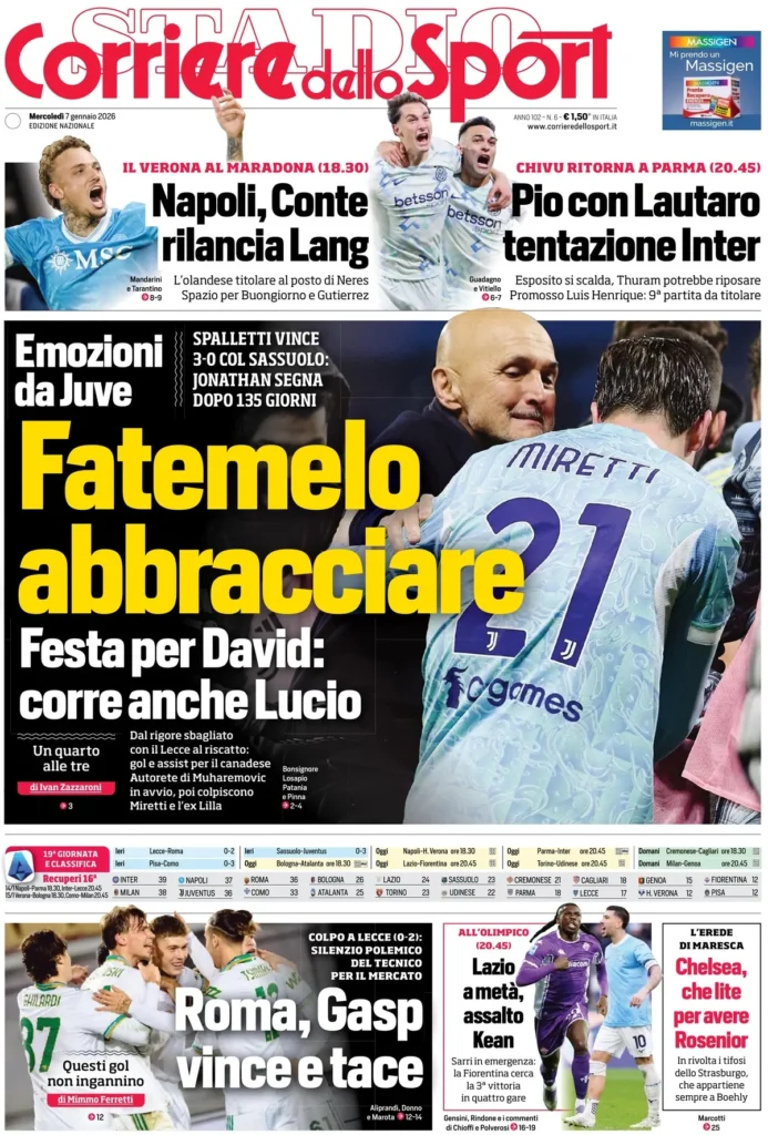 Rassegna stampa Sampdoria: prime pagine quotidiani sportivi - 7 gennaio 2026 28 corriere dello sport 020442rjt1sfl
