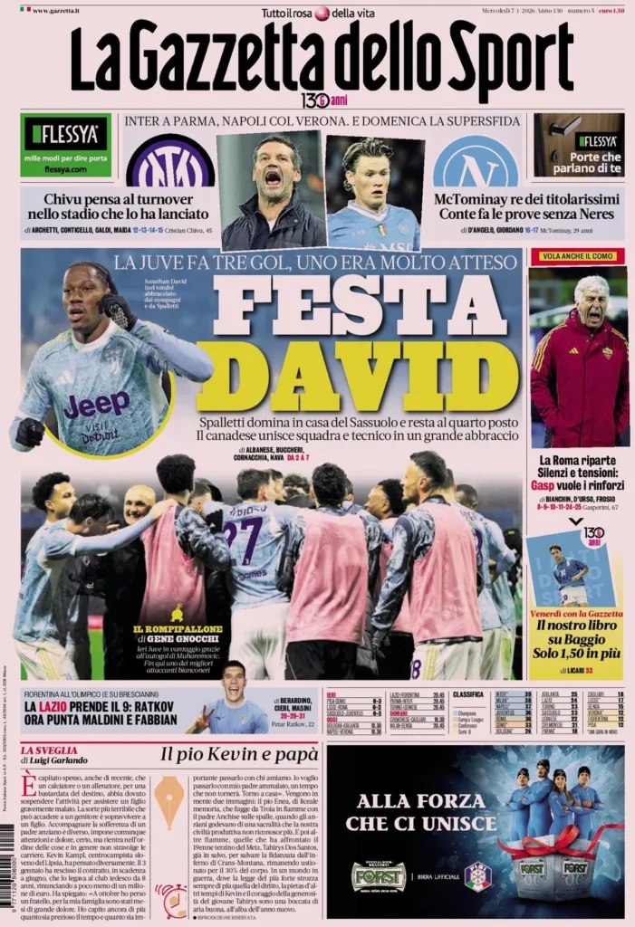 Rassegna stampa Sampdoria: prime pagine quotidiani sportivi - 7 gennaio 2026 29 la gazzetta dello sport 031702a7hgxh9