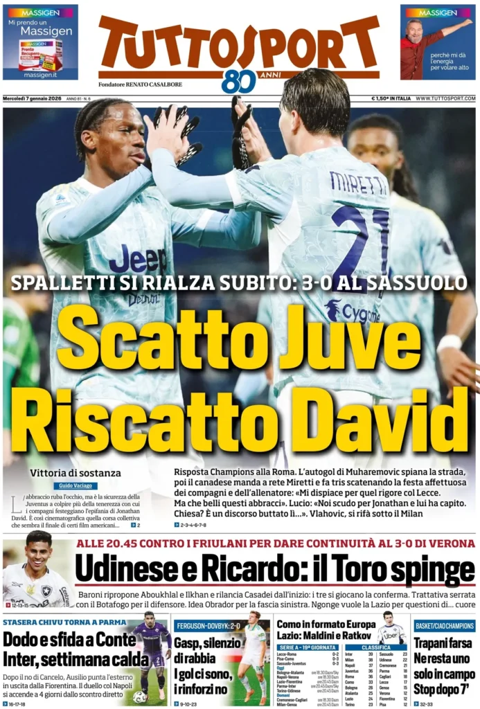 Rassegna stampa Sampdoria: prime pagine quotidiani sportivi - 7 gennaio 2026 27 tuttosport 0204486ou85rf