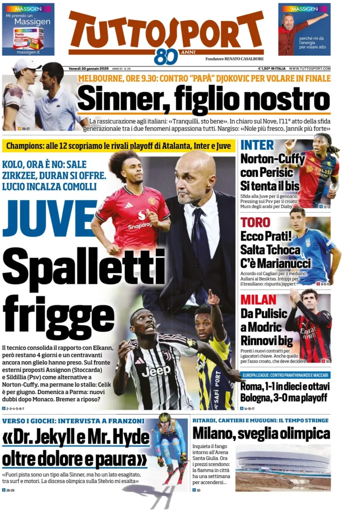 Rassegna stampa Sampdoria: prime pagine quotidiani sportivi - 30 gennaio 2026 27 tuttosport 052645utt5sn6