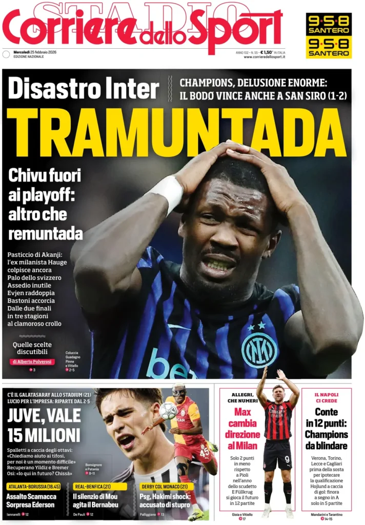 Rassegna stampa Sampdoria: prime pagine quotidiani sportivi - 25 febbraio 2026 28 corriere dello sport 0203093lq6v3w