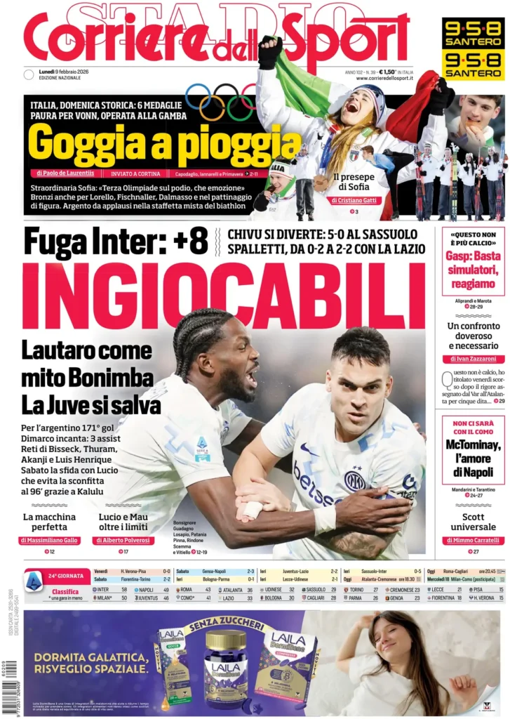 Rassegna stampa Sampdoria: prime pagine quotidiani sportivi - 9 febbraio 2026 28 corriere dello sport 020524g4j3ryo