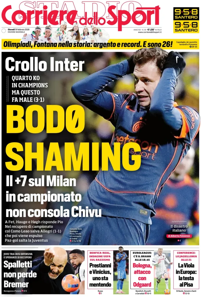Rassegna stampa Sampdoria: prime pagine quotidiani sportivi - 19 febbraio 2026 28 corriere dello sport 021309hh0bvyw