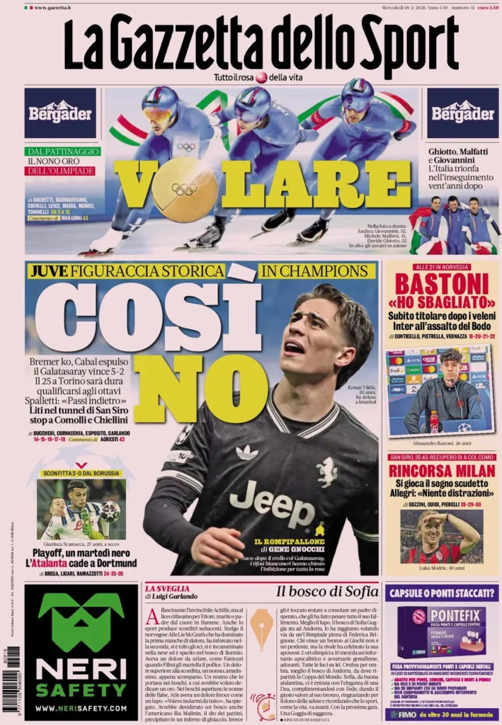 Rassegna stampa Sampdoria: prime pagine quotidiani sportivi - 18 febbraio 2026 29 la gazzetta dello sport 031633d4t8egv