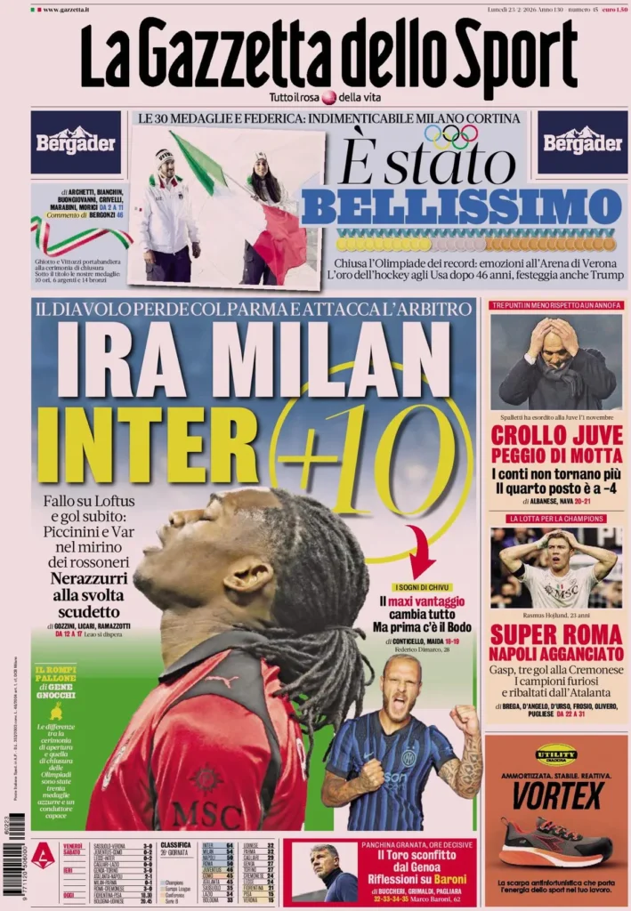 Rassegna stampa Sampdoria: prime pagine quotidiani sportivi - 23 febbraio 2026 29 la gazzetta dello sport 032303l6s37qa