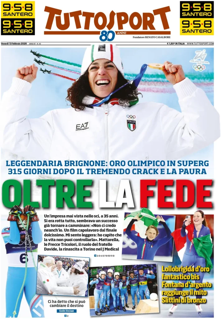 Le prime pagine dei principali quotidiani sportivi – 13 febbraio 2026 27 tuttosport 020726ys8e9xc