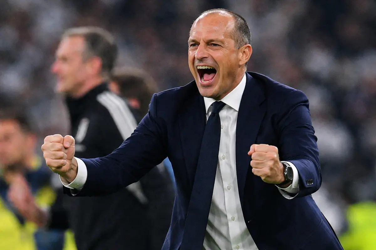 Dalla Roma al Milan, il nuovo bomber di Allegri ha un nome e cognome 26 L'esultanza di Max Allegri, immagine creata con ChatGPT