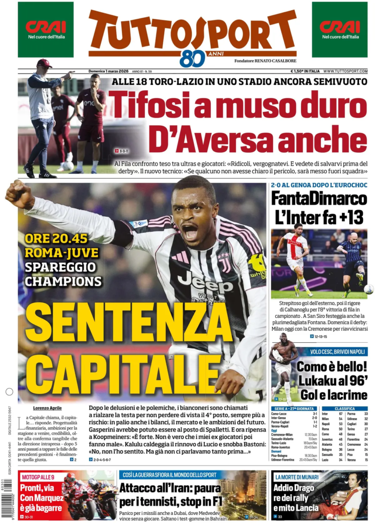 Le prime pagine dei principali quotidiani sportivi – 1 marzo 29 image 2