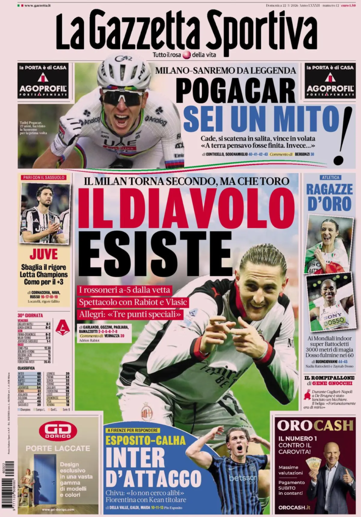 Le prime pagine dei principali quotidiani sportivi – 22 marzo 2026 27 image 20