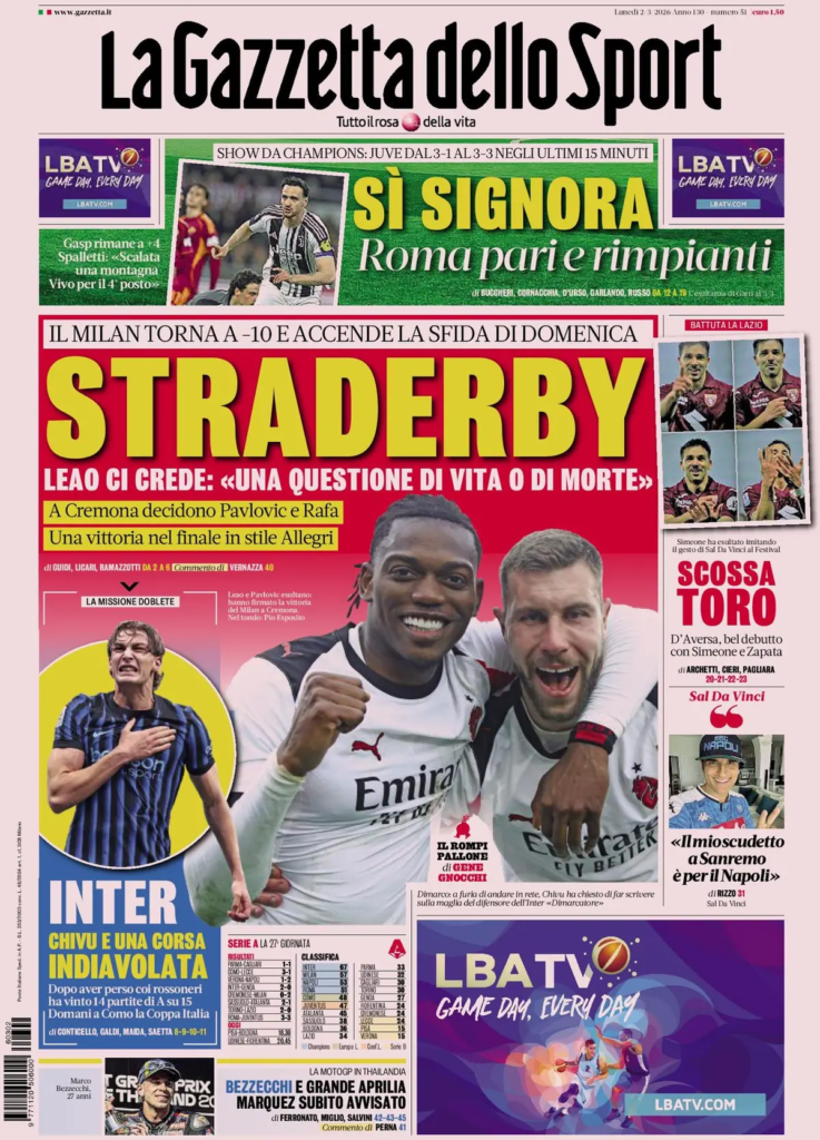 Le prime pagine dei principali quotidiani sportivi – 2 marzo 27 image 4