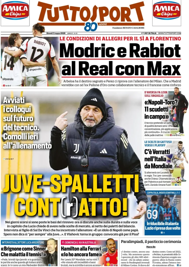 Le prime pagine dei principali quotidiani sportivi – 5 marzo 29 tuttosport 020302r4w9zlg
