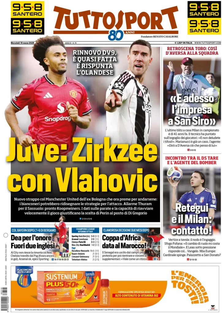 Le prime pagine dei principali quotidiani sportivi – 18 marzo 27 tuttosport 020303a196e20