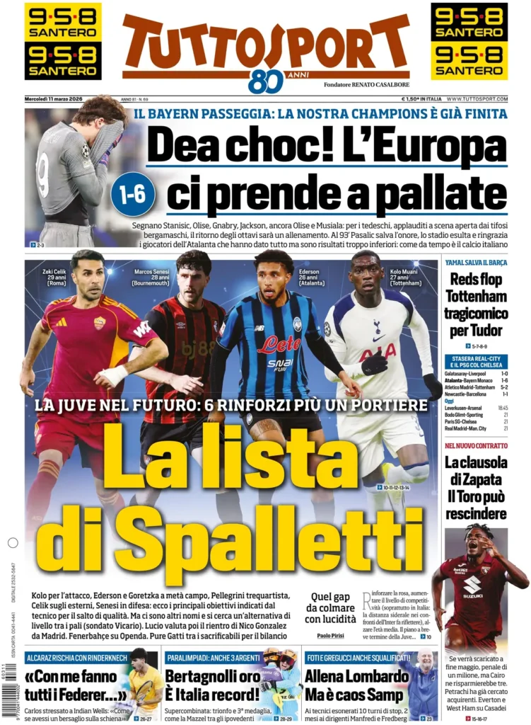 Le prime pagine dei principali quotidiani sportivi – 11 marzo 2026 27 tuttosport 020303aylcxx7