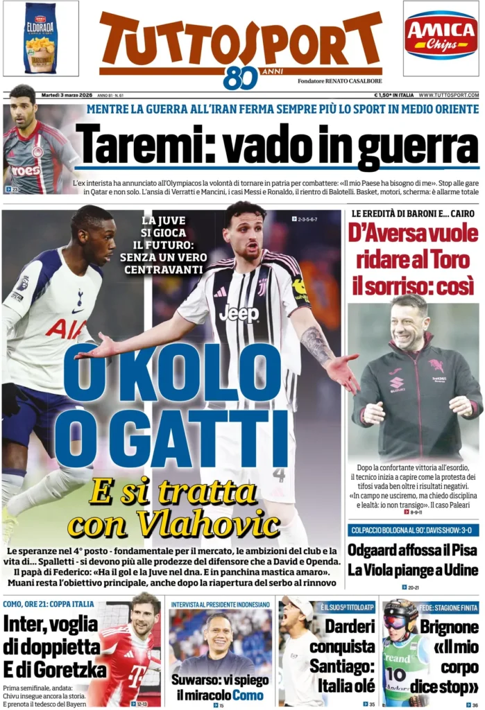 Le prime pagine dei principali quotidiani sportivi – 3 marzo 2026 27 tuttosport 020616twb6rtu