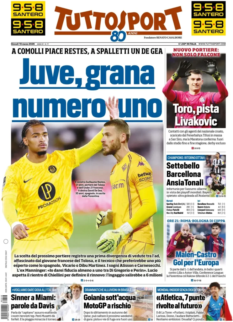 Le prime pagine dei principali quotidiani sportivi – 19 marzo 29 tuttosport 021544qvo7ke7