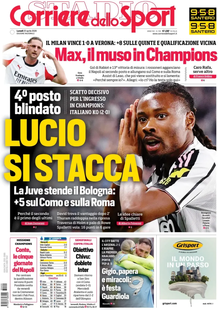 Rassegna stampa Sampdoria: prime pagine quotidiani sportivi - 20 aprile 2026 28 corriere dello sport 020358c7m8wun