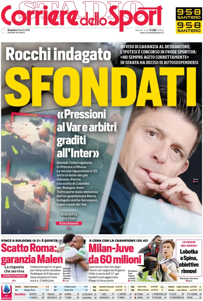 Rassegna stampa Sampdoria: prime pagine quotidiani sportivi - 26 aprile 2026 28 corriere dello sport 0204255v17e5x