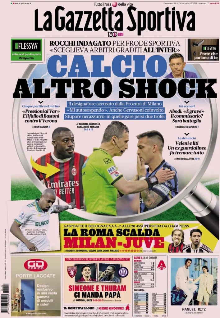 Rassegna stampa Sampdoria: prime pagine quotidiani sportivi - 26 aprile 2026 29 la gazzetta dello sport 040301cyndmoy