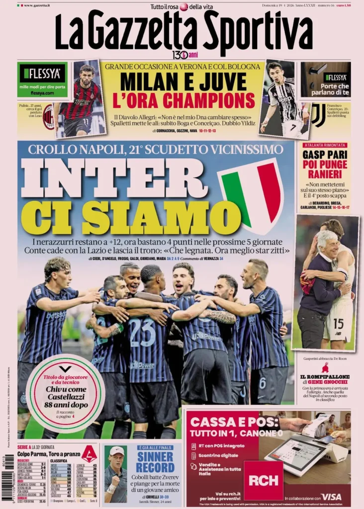 Rassegna stampa Sampdoria: prime pagine quotidiani sportivi - 19 aprile 2026 29 la gazzetta dello sport 063157etfefm7