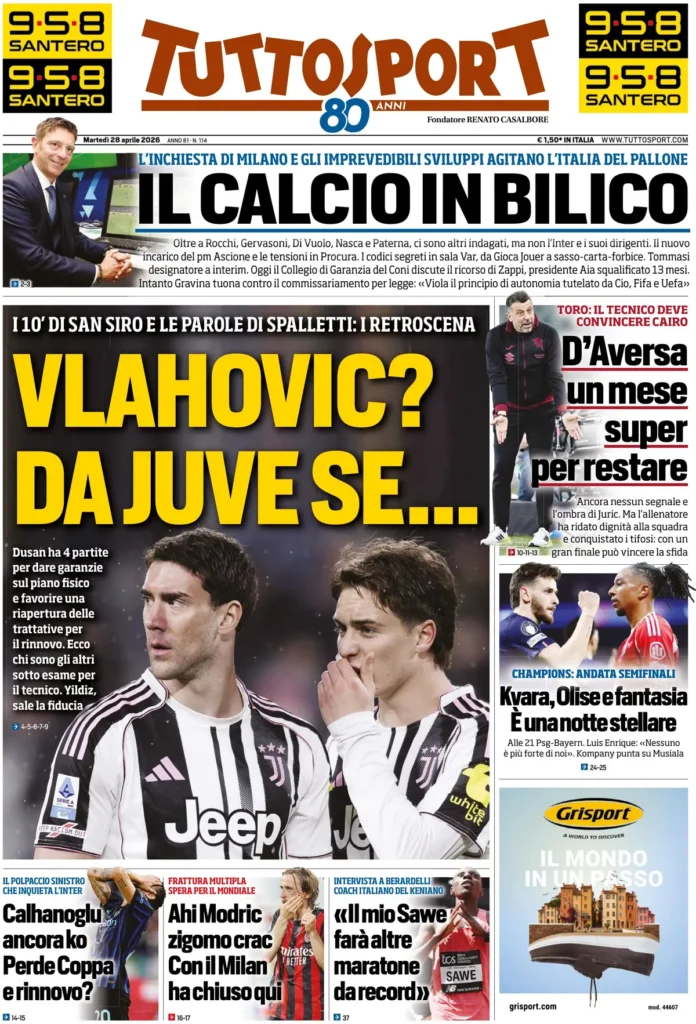 Le prime pagine dei principali quotidiani sportivi – 28 aprile 2026 27 tuttosport 020302lim9ahf