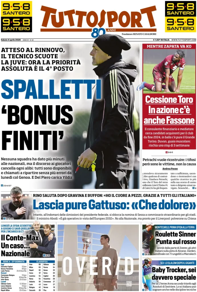 Rassegna stampa Sampdoria: prime pagine quotidiani sportivi - 4 aprile 2026 27 tuttosport 020802gxyejxf
