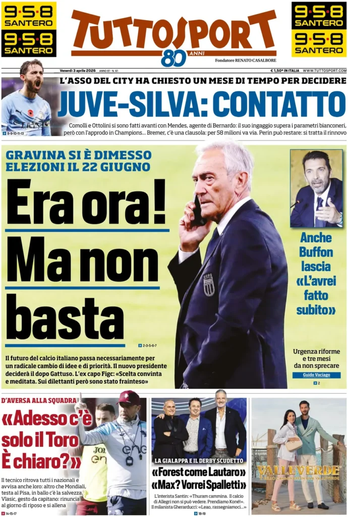 Rassegna stampa Sampdoria: prime pagine quotidiani sportivi - 3 aprile 2026 27 tuttosport 0217476pu9ffu