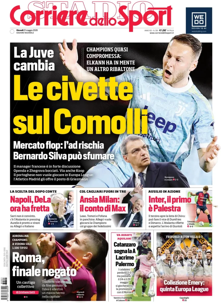 Rassegna stampa Sampdoria: prime pagine quotidiani sportivi - 21 maggio 2026 27 corriere dello sport 020307fta2r2o