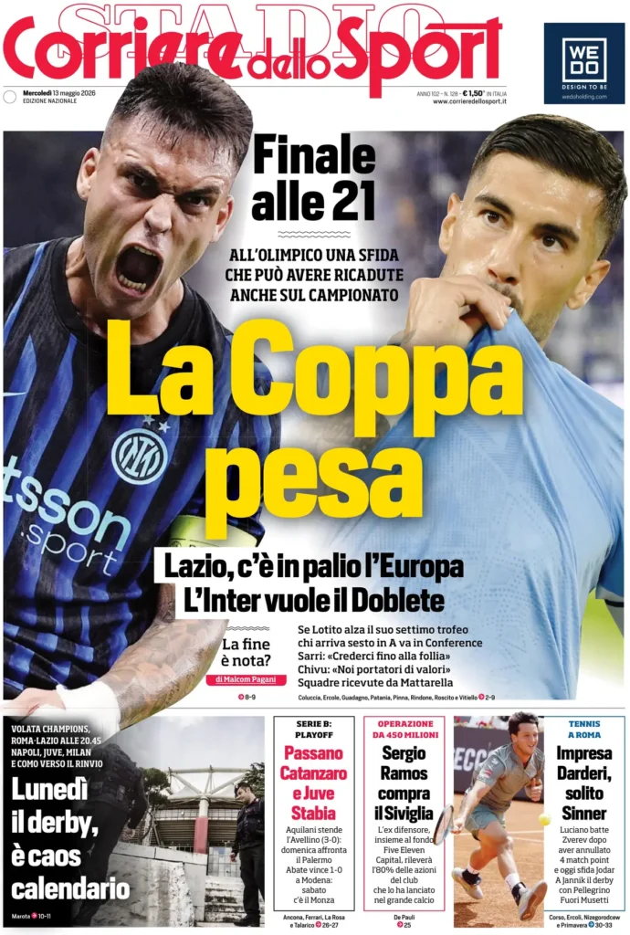 Rassegna stampa Sampdoria: prime pagine quotidiani sportivi - 13 maggio 2026 28 corriere dello sport 020309kdo85pu