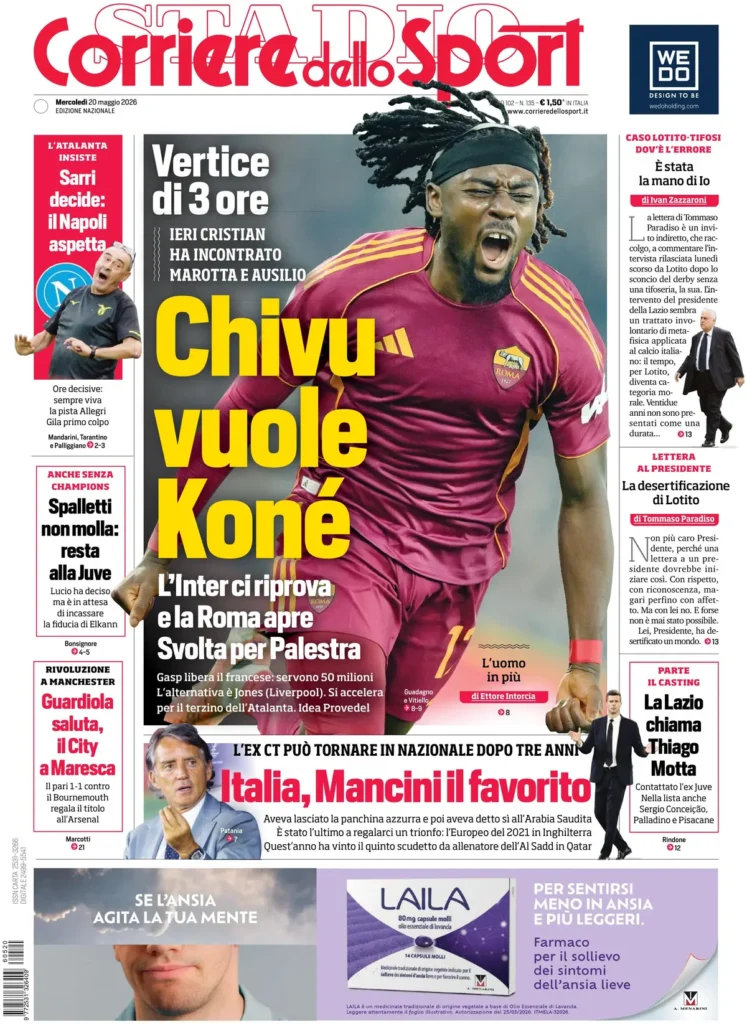 Le prime pagine dei principali quotidiani sportivi – 20 maggio 27 corriere dello sport 0203164m665zj