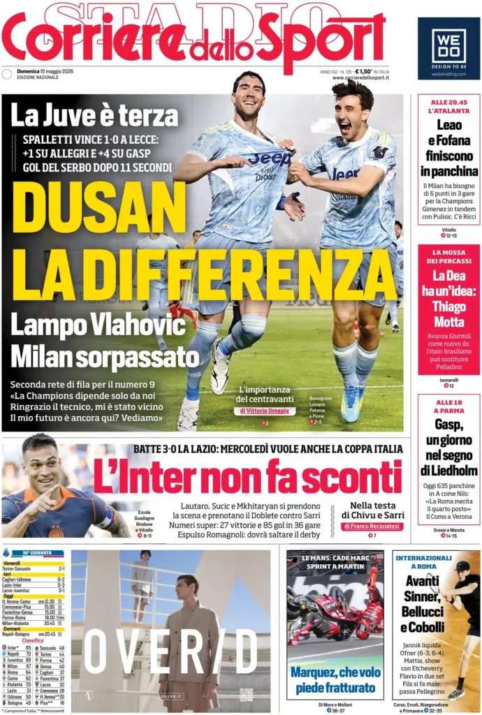 Le prime pagine dei principali quotidiani sportivi – 10 maggio 28 corriere dello sport 0214186ix88fz