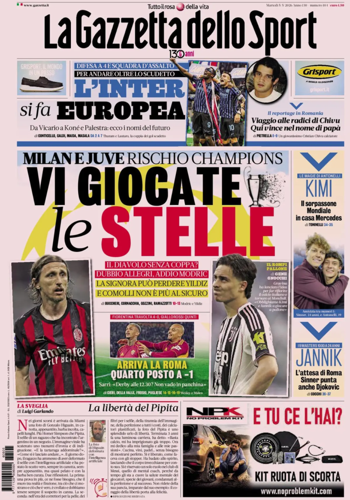Le prime pagine dei principali quotidiani sportivi – 5 maggio 27 image 1