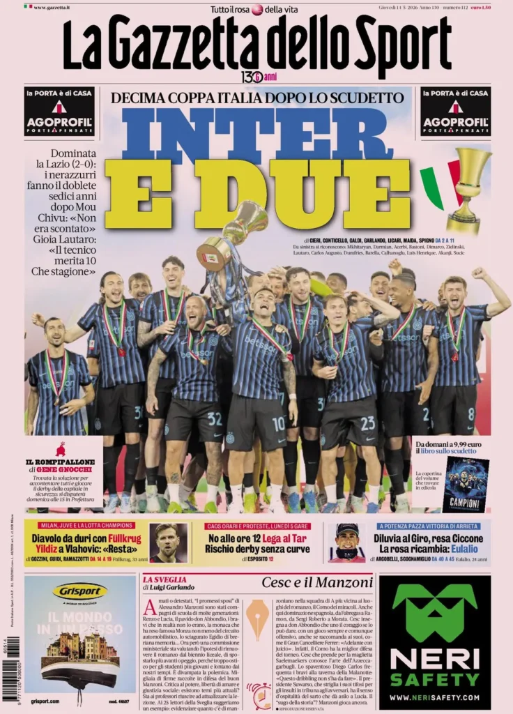 Rassegna stampa Sampdoria: prime pagine quotidiani sportivi - 14 maggio 2026 29 la gazzetta dello sport 0403025xfo0s7