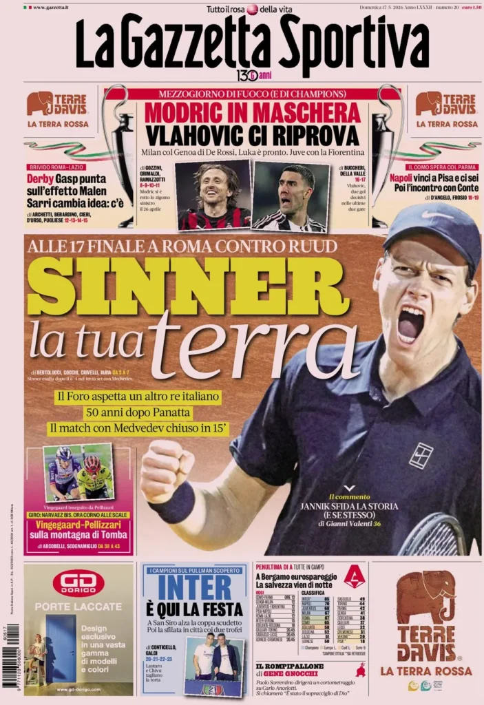 Rassegna stampa Sampdoria: prime pagine quotidiani sportivi - 17 maggio 2026 29 la gazzetta dello sport 041808x9zcagj