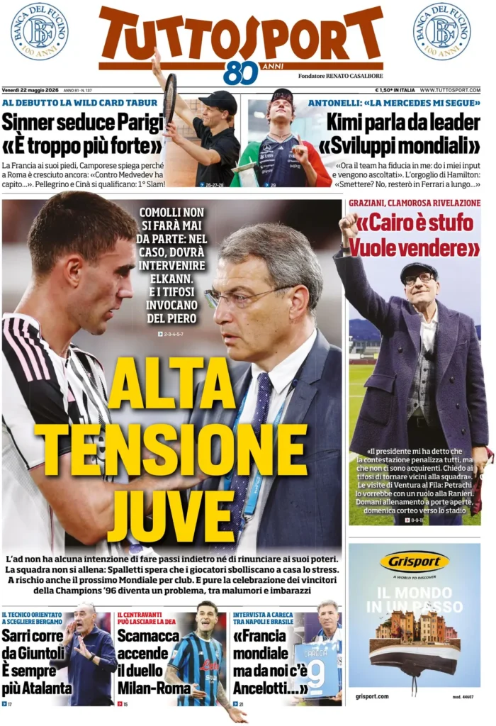 Rassegna stampa Sampdoria: prime pagine quotidiani sportivi - 22 maggio 2026 26 tuttosport 020301qb539hm