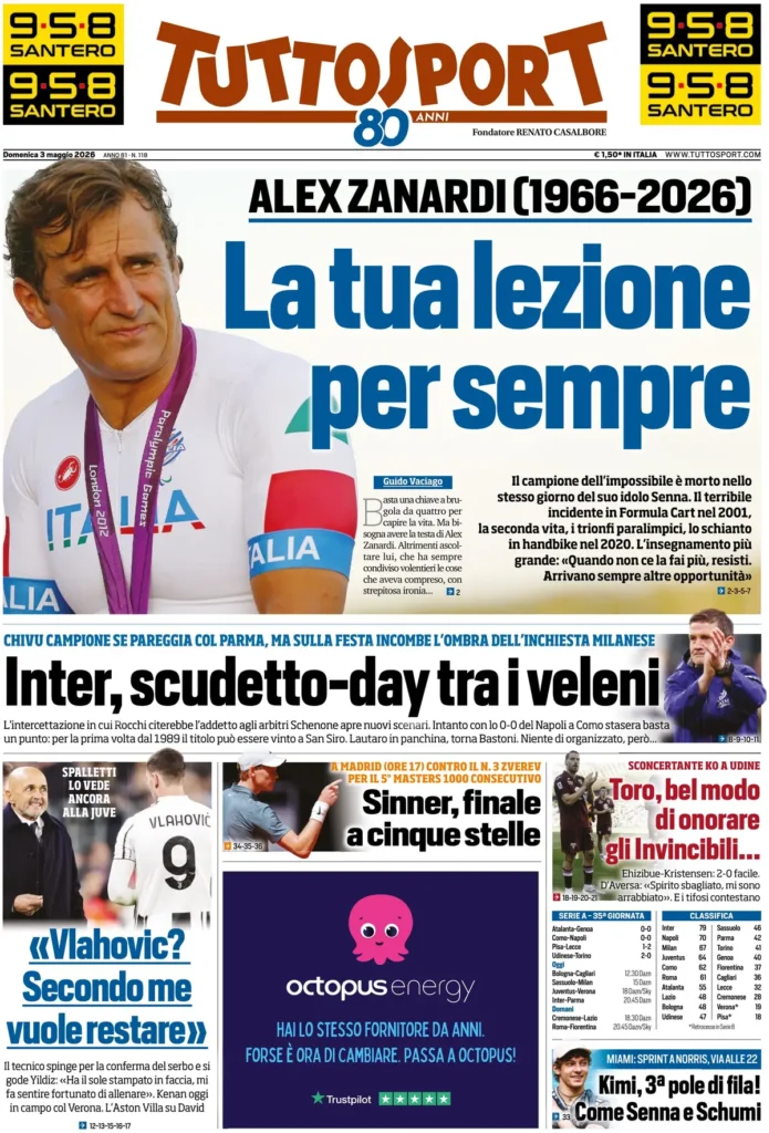 Le prime pagine dei principali quotidiani sportivi – 3 maggio 29 tuttosport 020302cep7yrx