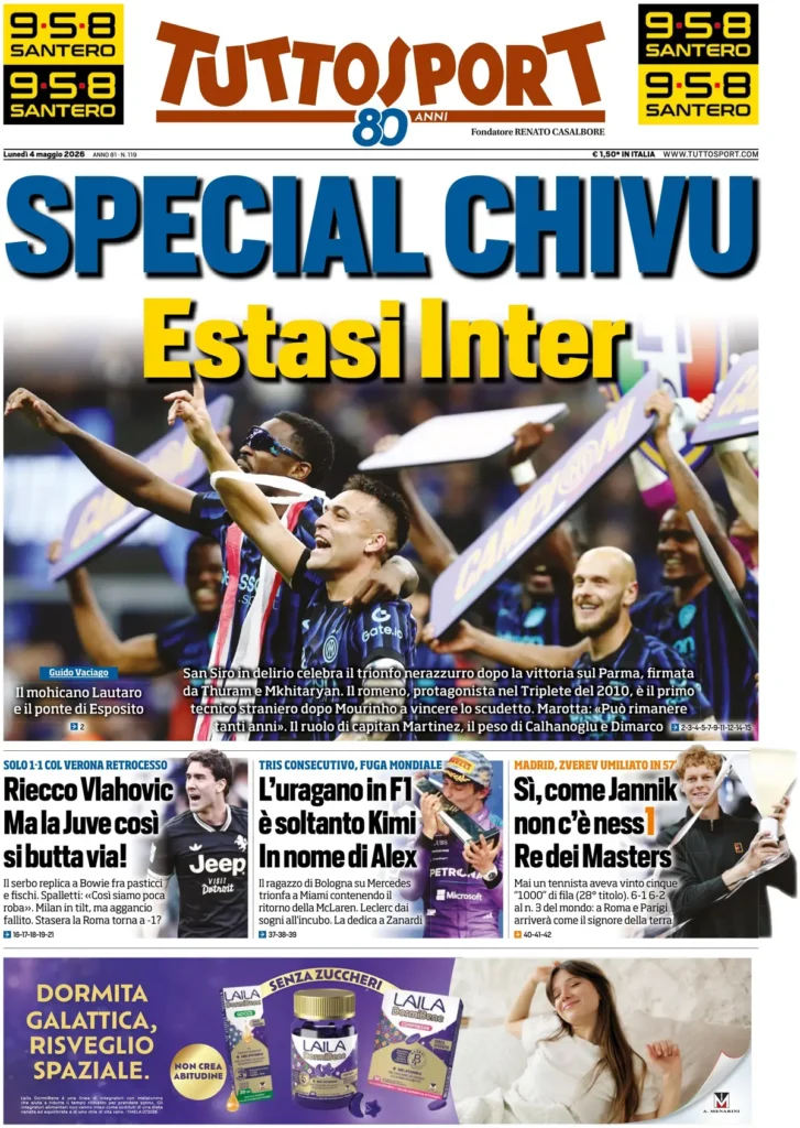 Le prime pagine dei principali quotidiani sportivi – 4 maggio 27 tuttosport 020801zifabbd